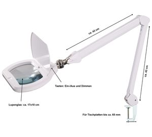LED Lupenleuchte 3 Dioptrien Arbeitsleuchte Lupenlampe Lupe Kosmetik 72 SMD LEDs