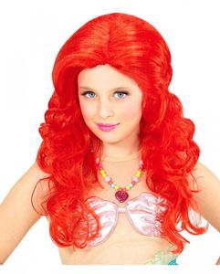 Meerjungfrau Kinderperücke Rot für Karneval, Schulaufführungen und Kindergeburtstage