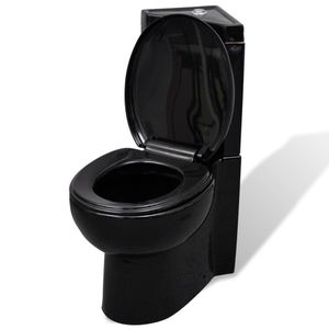 vidaXL Toaleta pre roh Keramická čierna
