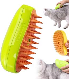 Dampfende Katzenbürste, 2024 Neue 4-in-1-Multifunktions-Katzen-Dampfbürste, selbstreinigende Dampf-Katzenbürste für Massage（Grün）