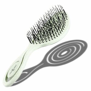 Chiara Ambra Bio Haarbürste, Haarbürste ohne Ziepen, Entwirrbürste geeignet für Locken & lange Haare von Damen,Herren & Kinder, Kopfhaut Massagebürste, klimaneutrale Bürste, Grün