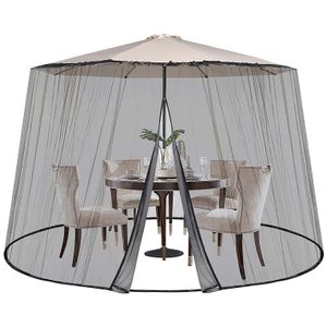 Sekey Moskitonetz für Sonnenschirm – Verstellbares Insektenschutznetz (250-300 cm) Pavillon Fliegengitter Mückennetz mit Tür, 2,5 m Höhe