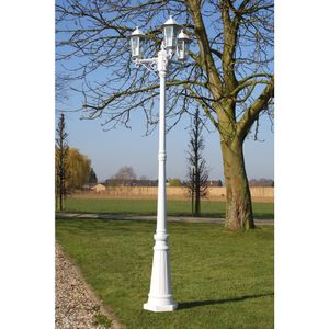 vidaXL Latarnia ogrodowa 3-płomienna 215 cm białe aluminium