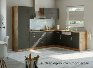 Winkel Eck Küche Sorrento in anthrazit 270 x 210 cm mit Spüle ohne Elektrogeräte