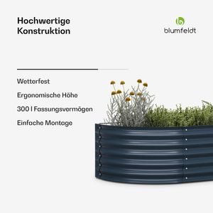 Blumfeldt Hohes Garten-Hochbeet aus verzinktem Stahl, 150x60x43 cm (BxHxL) - rost- & frostgeschützt für langlebige Nutzung - leichte Montage - perfekte Lösung für komfortables Gärtnern