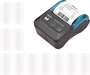 Bisofice Prenosná 58mm termálna tlačiareň na účtenky 2-palcová mini mobilná vrecková tlačiareň s 11 kotúčmi termálneho papiera USB a BT bezdrôtové pripojenie kompatibilné s Windows/Android/iOS pre kancelársky trh reštaurácie predaj maloobchod