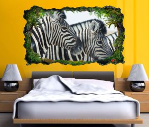 3D Wandtattoo Zebra Zebras Kopf Afrika Tier selbstklebend Wandbild Wandsticker Wohnzimmer Wand Aufkleber 11O1317, Wandbild Größe F:ca. 140cmx82cm