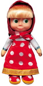 Mascha aus "Mascha und der Bär" Plüsch Puppe singend und sprechend, 29cm Rotes Kleid