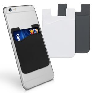 kwmobile 3x Kartenhalter Hülle für Smartphone - selbstklebend - Aufklebbare Silikon Kreditkarten Tasche Schwarz Grau Weiß - Maße 8,5x5,5cm