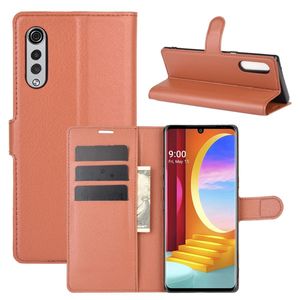 König Design Hülle kompatibel mit LG Velvet Kunstleder Handyhülle - Handy Case Braun