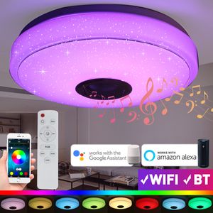 ECSEE LED RGB Deckenleuchte Deckenlampe Deckenlicht bluetooth Wifi Lautsprecher Dimmbar mit Fernbedienung 33CM