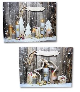 2 LED Wandbilder Merry Christmas Bilder beleuchtet  40 cm x 30 cm