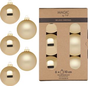 Weihnachtskugeln Glas 10cm 6 Stück - Brokatgold