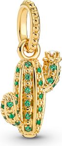 Pandora 361687C01 Łańcuszek wisiorek damski błyszczący kaktus pustynny 14k pozłacany
