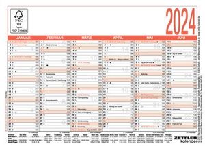 Wandkalender A6 2-fbg 6M 1S