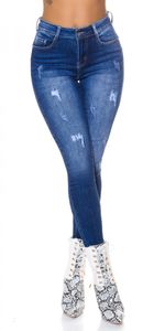 y Push Up Skinny Jeans mit Used-Effekten - blue washed Größe - 40