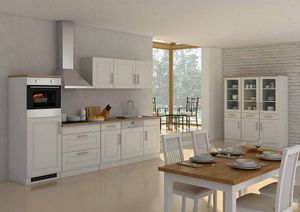 Küchenblock Rom 300 cm im Landhaus Stil weiß matt ohne Elektrogeräte
