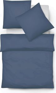 Fleuresse gewebte Flanell Uni Bettwäsche Lech marine 135x200 cm + 80x80 cm