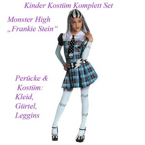 Monster High Frankie Stein Kostüm  & Perücke Kinder # Gr. M / 122-128 (5-7 J.)