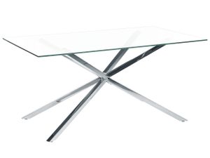 BELIANI Jedálenský stôl strieborný s vrchnou doskou z tvrdeného skla obdĺžnikový 160 x 90 cm pre 4 osoby moderný dizajn
