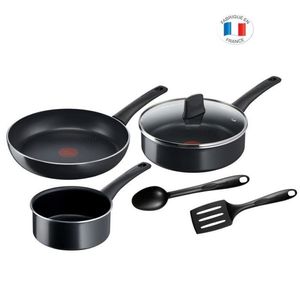 Tefal C2789602 6 -Stück Küchenbatterie - Topf, Herd, Sautéuse + Glasabdeckung, Induktion, Nicht -Schicht - in Frankreich hergestellt