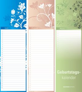 AlphaEdition 880812 Narodeninový kalendár Mini Floral - 9,5 x 33 cm