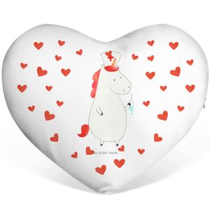 Mr. & Mrs. Panda Herzkissen Einhorn Krankenschwester - Weiß - Geschenk, Einhörner, Herzform, Einhorn Deko, Unicorn, Krankenschwester Geschenk, Krankenpflegerin