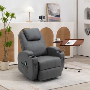 Massagesessel 360° drehbar Relaxsessel Wärmefunktion Fernsehsessel Liegefunktion TV Sessel Polstersessel Grau