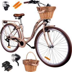 Maltrack Citybike Citybike Dreamer s košíkom 6-rýchlostný béžový 28-palcový nízky stupňovitý nosič