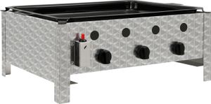BBQ-Toro Edelstahl Gastrobräter 3-flammig, 64 x 52 x 27 cm, Gastrogasgrill, Wurstbrater, Tisch grill