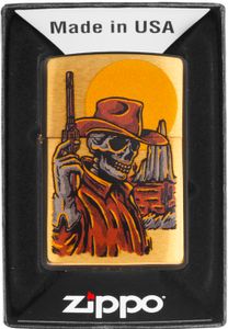 Zippo zapalovač Wild West Skeleton Cowboy Skull – větruodolný a plnitelný