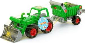 Farmer Technic Traktor mit Frontschaufel + Kippanhänger, Traktor für Kinder