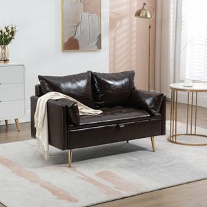Sofa ‘Sysmä’ 2-Sitzer aufklappbar mit Kissen gepolstert Metallfüße Dark Mocha