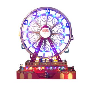 Kristmar Riesenrad Weihnachtsdorf - Riesenrad mit Bewegung, Musik und LED-Lichtern - Jahrmarktsattraktion für das Weihnachtsdorf - Batteriebetriebenes Weihnachtshaus -  L38xB17xH47,5cm