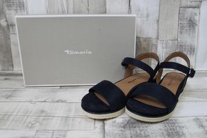 Tamaris Damen Sandale blau mit Fesselbändchen 39