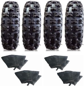 4erSet Reifen 2x 4.10-6 Stollenprofil 80/55-6 und 2x 13x5.00-6 105/55-6 schwarz