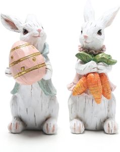 Veľkonočná dekorácia zajačikov, jarná dekorácia do domácnosti, figúrky zajačikov (Veľká noc, biely zajac, 2 kusy),