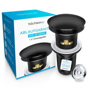Bächlein Pop Up Ablaufgarnitur mit Überlauf für Waschbecken & Waschtisch - Schwarz