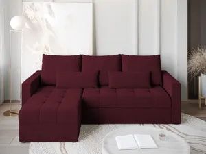 BroMARKT Ecksofa HOT L mit Schlaffunktion Bettkasten Kissen Couch Sofa L-Form, Rotwein
