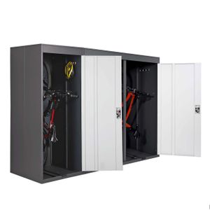 3er-Fahrradgarage HWC-H66, Fahrradbox Gerätehaus Fahrradunterstand, erweiterbar abschließbar Metall  anthrazit-hellgrau
