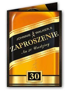 Zaproszenia na 30 urodziny JOHNNIE + koperta 10szt