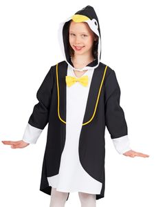 Pinguin Kostüm für Mädchen - Kleid mit Kapuze Größe: 128