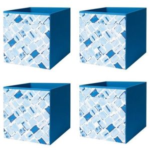 4x Dröna Set Ikea blau gemustert Box Kallax Aufbewahrung Kiste Box Einsatz 33x38x33