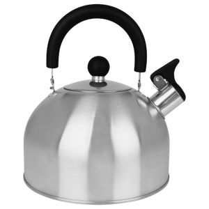 Wasserkocher mit Dampfpfeife 2,5 Liter Flötenkessel Edelstahl schwarz Wasserkessel Pfeifkessel Teekessel Teekanne