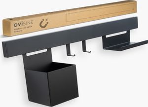 ovisine Küchenreling Starterset Orléans | schwarz | inkl. Hängeelemente | pulverbeschichteter Edelstahl | zum Bohren und Kleben | magnetisch | für die Küche