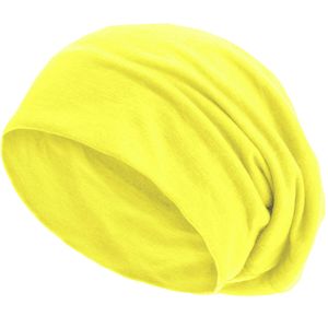style3 Slouch Beanie aus atmungsaktivem, feinem und leichten Jersey Unisex Mütze Haube Bini Einheitsgröße, Farbe:Neon-Gelb