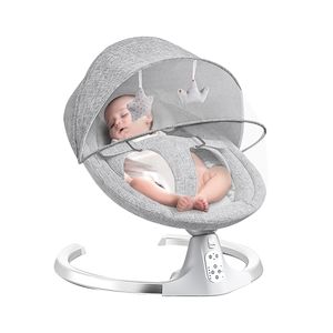 Babywippe, Elektrische Babyschaukel mit Musik, Nutzbar ab der Geburt bis ca. 9 Monaten, 0-18 kg Belastbarkeit, 5 Geschwindigkeitsregelung und 3 Zeiteinstellung