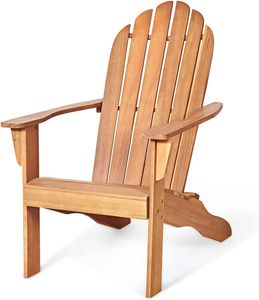 Adirondack-Stuhl aus Akazienholz, Gartenstuhl mit Rückenlehne & Armlehnen, Holzstuhl im Landhausstil, Gartensessel bis zu 160 kg belastbar, Relaxstuhl für Balkon, Garten, Strand (Natur)