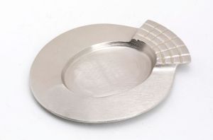 Kerzenteller Messing vernickelt Silber oval (Innen: 7 x 5 cm) für Ovalkerzen, Ellipsenkerzen