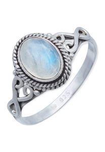 Ring BAGHIMI oval aus 925er Sterling Silber mit Mondstein weiß